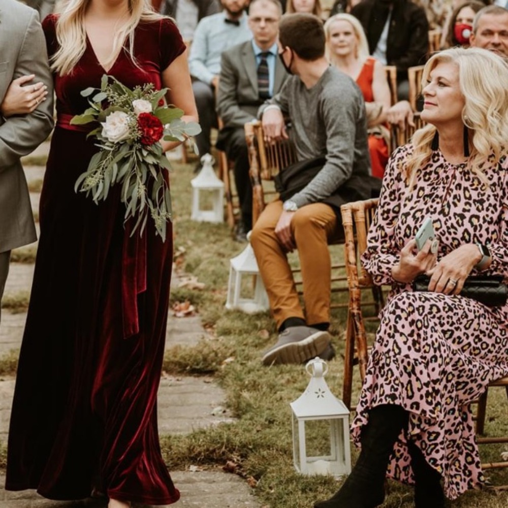 Burgundy Velvet Bridesmaid Dress